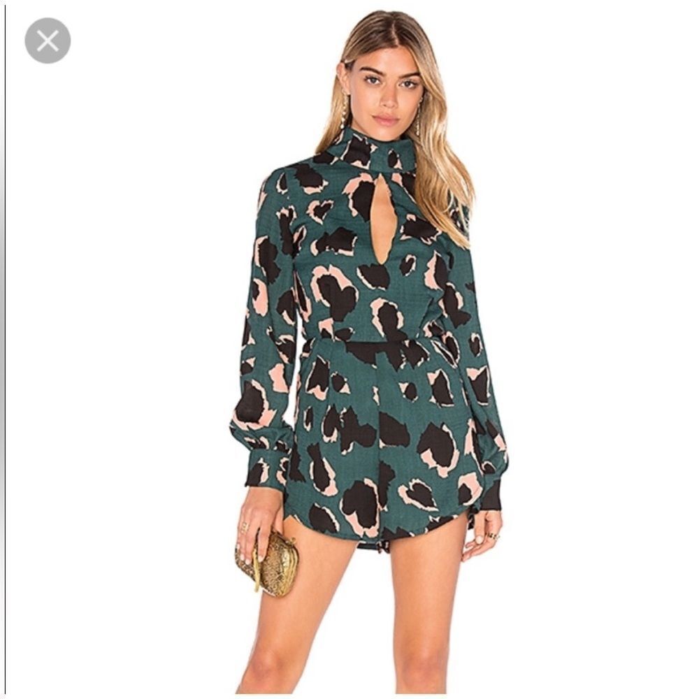 ELLIATT Green Leopard Print Romper- Small